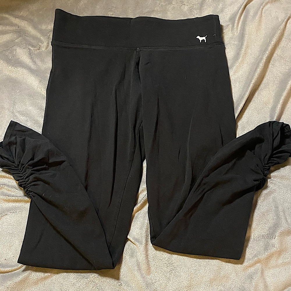 PINK Black Yoga Leggings Size Medium- EUC
